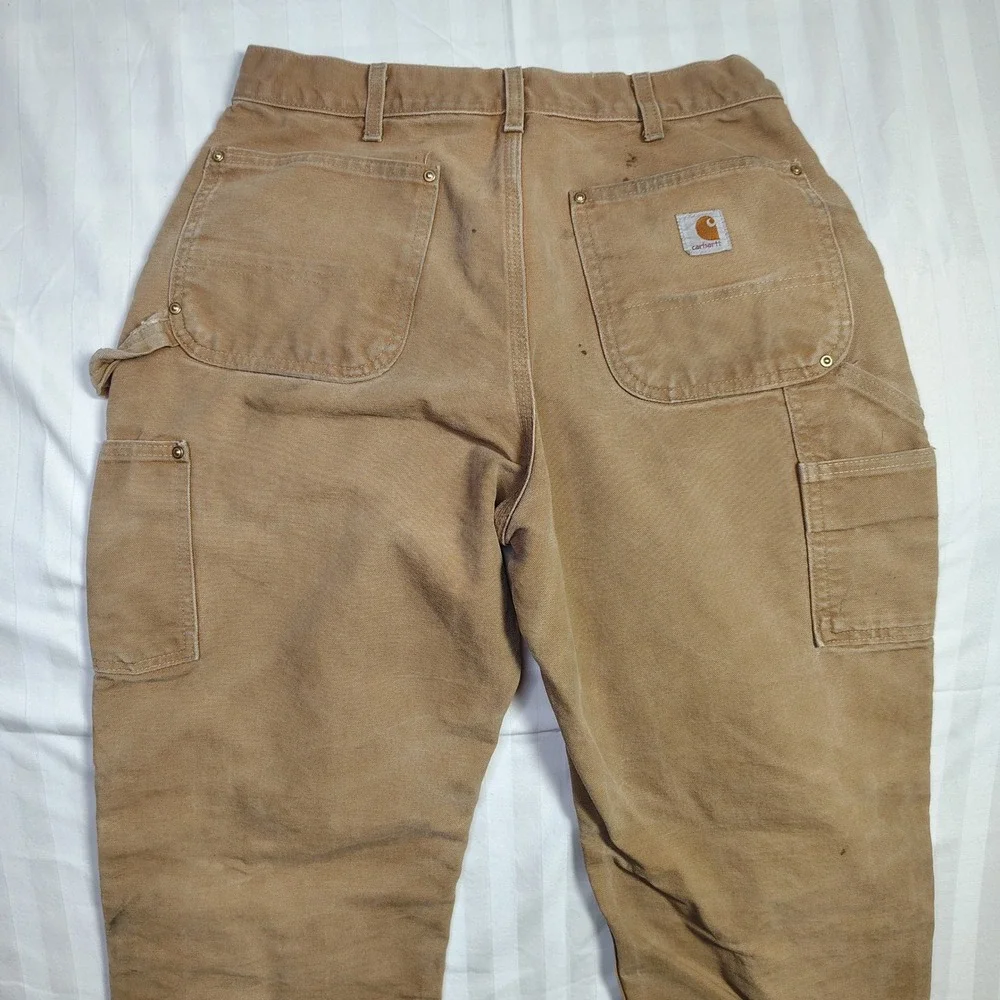 Carhartt B01-BRN Mens 34x32 Brown Duck Canvas Double Knee Work Pants Made in USA